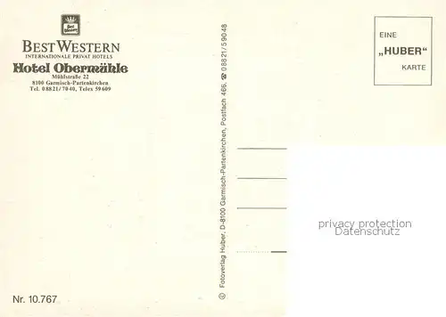 AK / Ansichtskarte Garmisch Partenkirchen Hotel Obermuehle Teilansichten Garmisch Partenkirchen