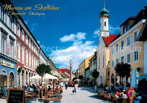 AK / Ansichtskarte Murnau_Staffelsee Obermarkt mit Mariahilfkirche und Mariensaeule Murnau_Staffelsee