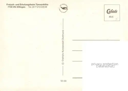 AK / Ansichtskarte Villingen_ Schwenningen Freizeit und Erholungsheim Tannenhoehe 