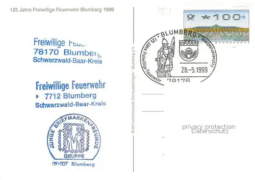 AK / Ansichtskarte Blumberg_Baden 125 Jahre Freiwillige Feuerwehr Blumberg Blumberg_Baden