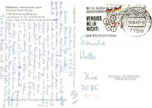 AK / Ansichtskarte Meersburg_Bodensee Gaestehaus Schoenblick garni Fliegeraufnahme Meersburg Bodensee