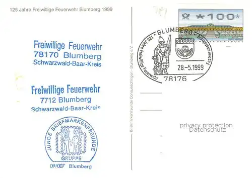 AK / Ansichtskarte Blumberg_Baden 125 Jahre Freiwillige Feuerwehr Blumberg_Baden