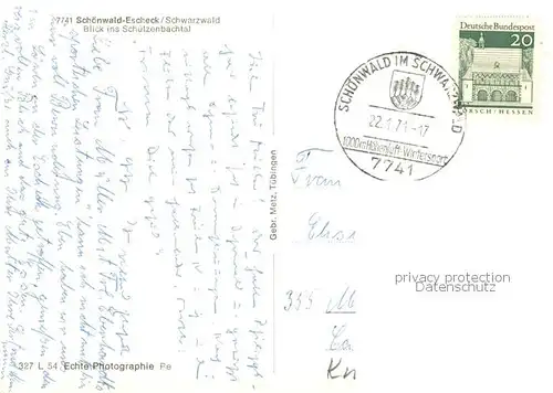 AK / Ansichtskarte Escheck Blick ins Schuetzenbachtal Escheck