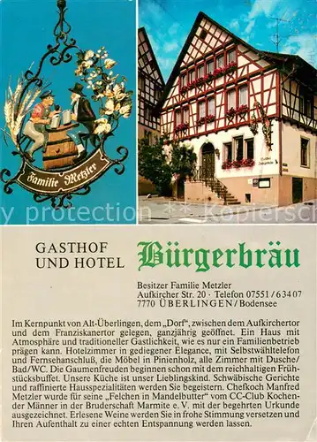 AK / Ansichtskarte ueberlingen_Bodensee Gasthof Hotel Buergerbraeu Wirtshausschild ueberlingen Bodensee