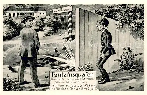 AK / Ansichtskarte Bad_Wildungen Tantalusqualen Wirkung des Wildunger Wassers Kuenstlerkarte Bad_Wildungen