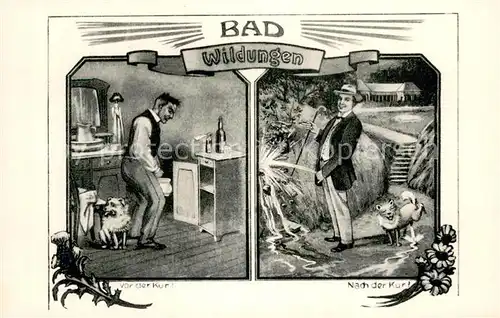 AK / Ansichtskarte Bad_Wildungen Wirkung des Wildunger Wassers vor der Kur und nach der Kur Kuenstlerkarte Bad_Wildungen