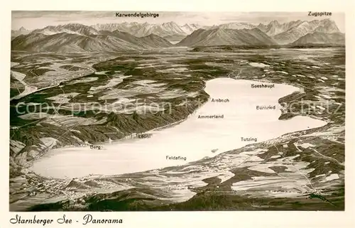 AK / Ansichtskarte Starnberg Panorama Starnberger See Karwendelgebirge Zugspitze aus der Vogelperspektive Starnberg