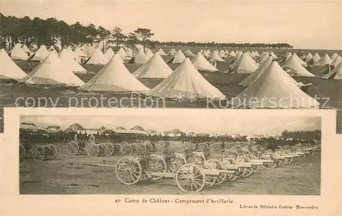 AK / Ansichtskarte Mourmelon le Grand_51 Camp de Chalons Campement d Artillerie 