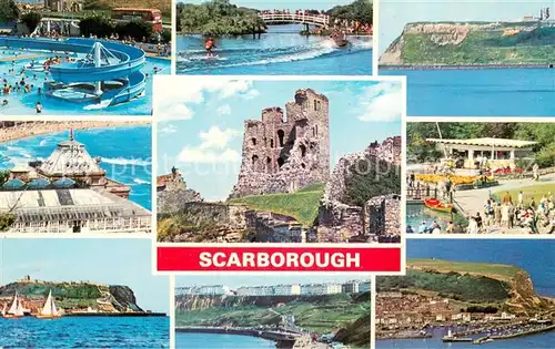 AK / Ansichtskarte Scarborough__UK Waterscene Spa Bay The Mere Castle Ruine Peasholm Park Harbour 