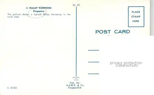 AK / Ansichtskarte Singapore A Malay Kampong in the rural area Singapore
