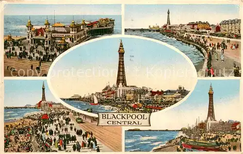 AK / Ansichtskarte Blackpool_UK Panorama Kuestenstadt Blackpool Tower Strand Promenade Seebruecke 