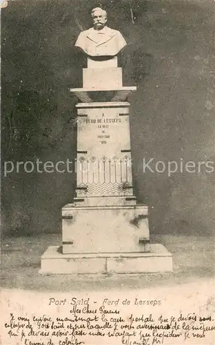 AK / Ansichtskarte Port Said_Egypt Ferdinand de Lesseps Statue 