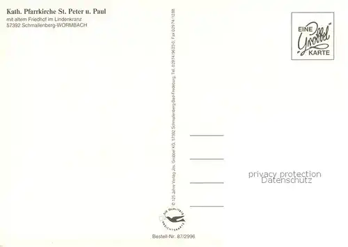 AK / Ansichtskarte Wormbach Kath. Pfarrkirche St. Peter und Paul Wormbach