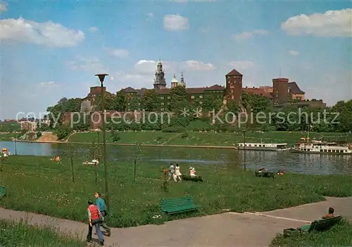 AK / Ansichtskarte Krakow_Krakau Wawel widok od strony Wisly Schloss Weichsel Krakow Krakau