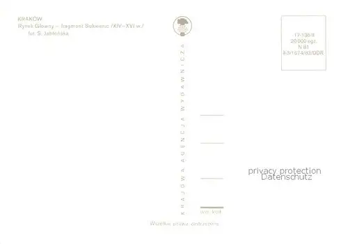 AK / Ansichtskarte Krakow_Krakau Rynek Glowny fragment Sukiennic Krakow Krakau