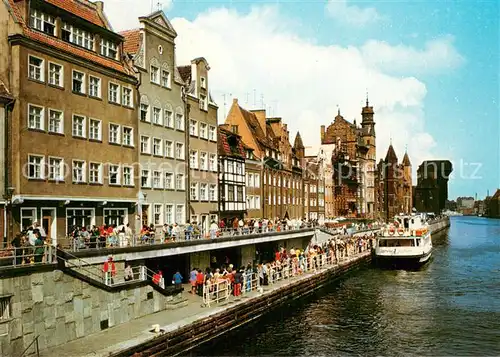 AK / Ansichtskarte Gdansk_Danzig_PL Dlugie Pobrzeze Lange Bruecke Bootsanleger 