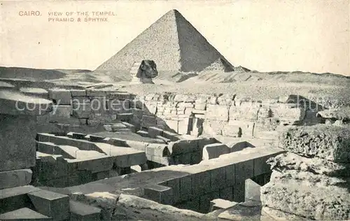 AK / Ansichtskarte Cairo_Egypt View of the Temple Pyramid and Sphynx Cairo Egypt