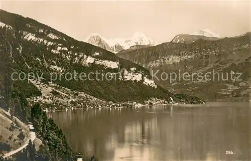 AK / Ansichtskarte Gunten_Thunersee_BE mit Merligen Eiger Moench und Jungfrau 