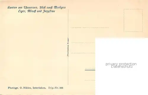 AK / Ansichtskarte Gunten_Thunersee_BE mit Merligen Eiger Moench und Jungfrau 