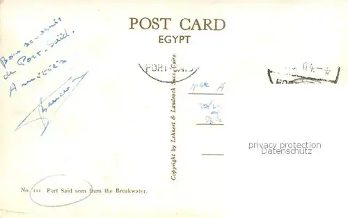 AK / Ansichtskarte Port Said_Egypt seen from the Breakwater 