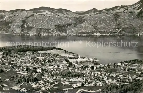 AK / Ansichtskarte Spiez_Thunersee_BE Fliegeraufnahme Spiez_Thunersee_BE