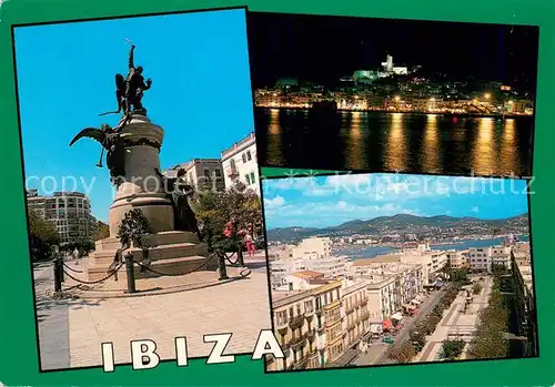 AK / Ansichtskarte Ibiza_Islas_Baleares Denkmal Stadtpanorama Nachtaufnahme Ibiza_Islas_Baleares
