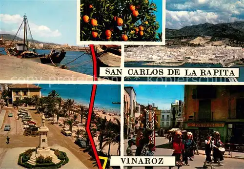 AK / Ansichtskarte San_Carlos__de_la_Rapita_Tarragona_ES Panorama Fischkutter Suedfruechte Vinaroz Festumzug Denkmal 