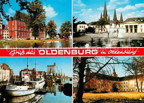 AK / Ansichtskarte Oldenburg_Niedersachsen Stau und Hauptpost Schlossplatz Hafen Schlosspark Oldenburg Niedersachsen