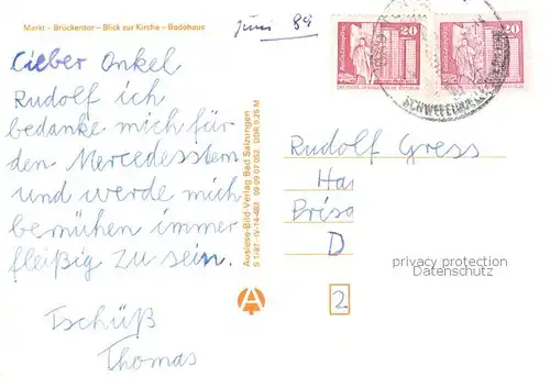 AK / Ansichtskarte Bad_Tennstedt Markt Brueckentor Kirche Badehaus Wappen Bad_Tennstedt