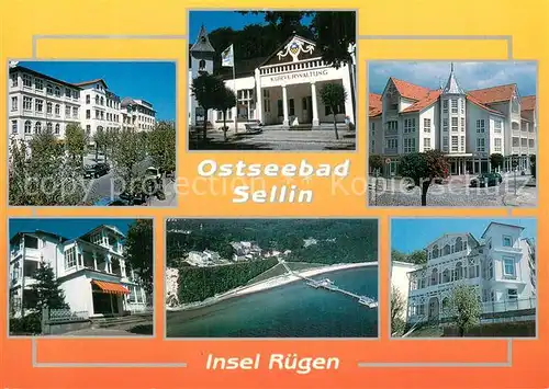 AK / Ansichtskarte Sellin_Ruegen Hotels Kurverwaltung Strand Seebruecke Luftfoto Sellin Ruegen