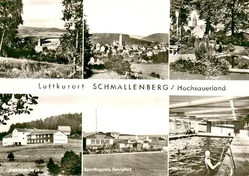 AK / Ansichtskarte Schmallenberg Panorama Jugendherberge Sportflugplatz Rennefeld Hallenbad Schmallenberg