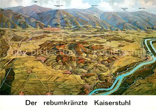 AK / Ansichtskarte Kaiserstuhl_Region Panoramakarte Kaiserstuhl_Region