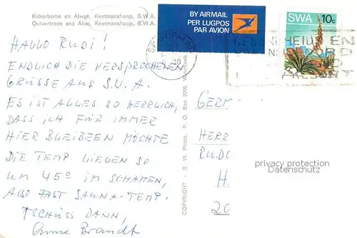 AK / Ansichtskarte Keetmanshoop_DSWA_Namibia Quivertrees and Aloe 