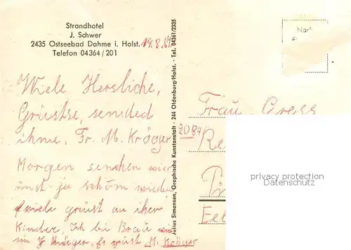 AK / Ansichtskarte Dahme__Ostseebad_Holstein Strandhotel Schwer 