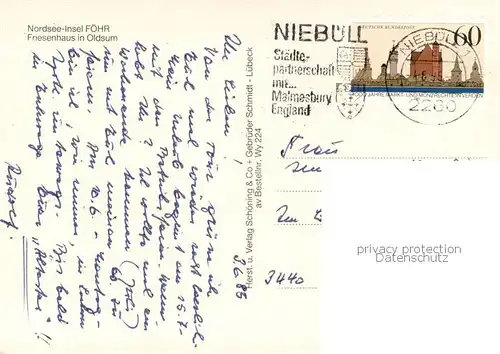 AK / Ansichtskarte Insel_Foehr Friesenhaus in Oldsum Insel_Foehr