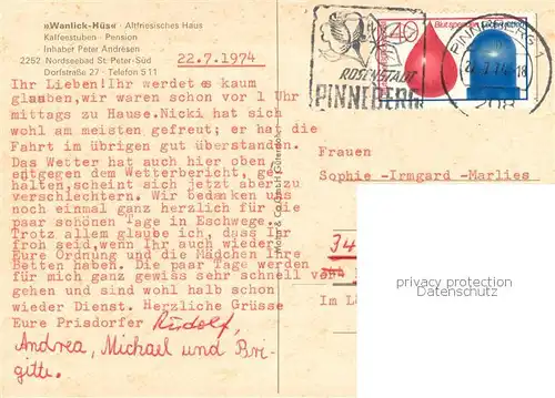 AK / Ansichtskarte St Peter Ording Wanlick Hues Kaffeestuben Pension 