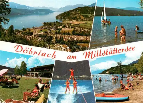 AK / Ansichtskarte Doebriach_Millstaettersee Panorama Seepartien Liegewiese Strand Doebriach_Millstaettersee