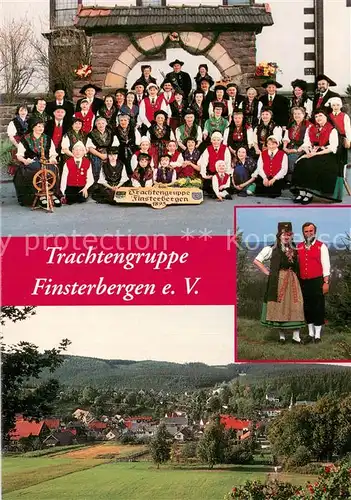 AK / Ansichtskarte Finsterbergen Trachtengruppe Trachtenpaar Panorama Finsterbergen