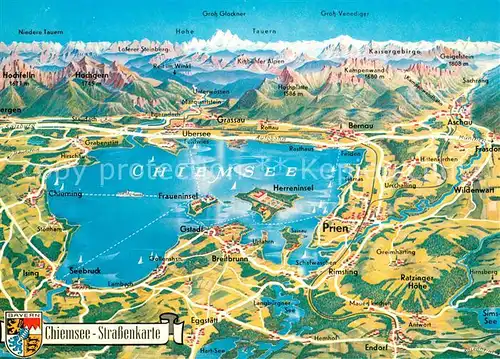 AK / Ansichtskarte Chiemsee Strassenkarte Chiemsee