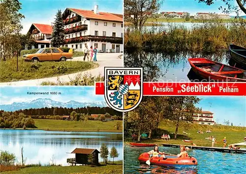 AK / Ansichtskarte Pelham_Oberbayern Pension Seeblick Panorama Pelhamer See Alpen Pelham Oberbayern