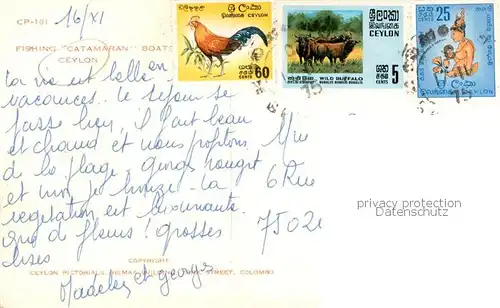 AK / Ansichtskarte Ceylon__Sri_Lanka Fishing Catamaran Boats 