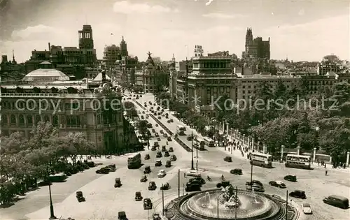 AK / Ansichtskarte Madrid_Spain Panoramica de la Plaza de la Cibeles y calle de Alcala Madrid Spain