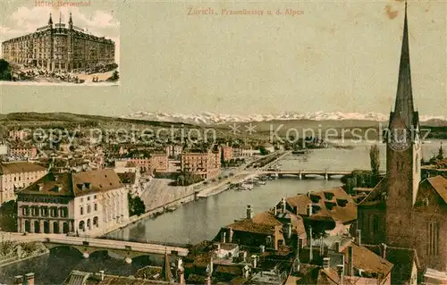 AK / Ansichtskarte Zuerich_ZH Fraumuenster mit Alpen Hotel Bernerhof Zuerich_ZH