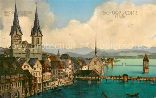 AK / Ansichtskarte Zuerich_ZH Grossmuenster anno 1500 Zuerich_ZH