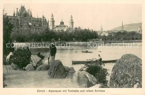 AK / Ansichtskarte Zuerich_ZH Alpenquai mit Tonhalle und rotem Schloss Zuerich_ZH