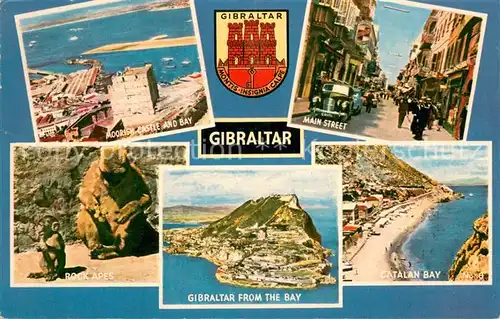 AK / Ansichtskarte Gibraltar Moorish Castle and Bay Main Street Rock Apes Panorama Catalan Bay Gibraltar