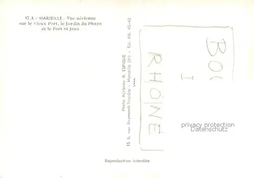 AK / Ansichtskarte Marseille_13 Vue aerienne sur le Vieux Poer le Jardin du Pharo et le Fort St Jean 