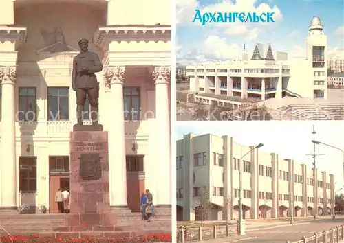 AK / Ansichtskarte Archangelsk Denkmall Vinogradovu Palas Pionerov Namens Lenina und Bibliothek Archangelsk