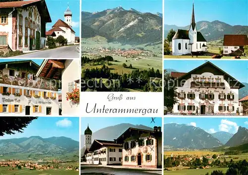 AK / Ansichtskarte Unterammergau Nuslerhaus Kappel Pension Gasthof Fassadenmalerei Schulmeisterhaus Alpenblick Unterammergau