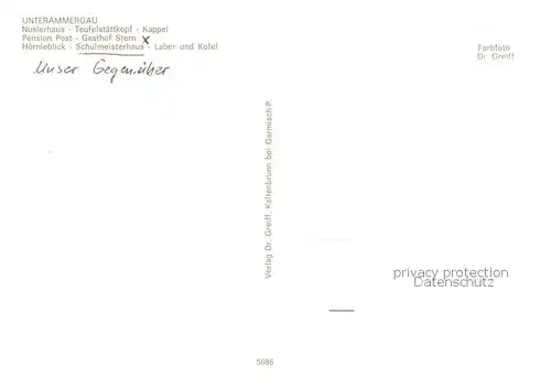 AK / Ansichtskarte Unterammergau Nuslerhaus Kappel Pension Gasthof Fassadenmalerei Schulmeisterhaus Alpenblick Unterammergau